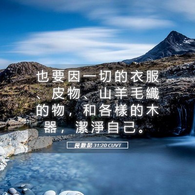 Picture 05 - 民 數 記 31:20 CUVT - 也 要 因 一 切 的 衣 服 、 皮 物 、 - Bible Verse Picture
