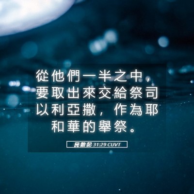 Picture 05 - 民 數 記 31:29 CUVT - 從 他 們 一 半 之 中 ， 要 取 出 來 - Bible Verse Picture