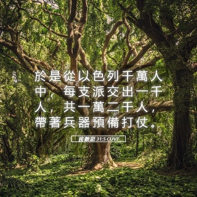 Picture 05 - 民 數 記 31:5 CUVT - 於 是 從 以 色 列 千 萬 人 中 ， 每 - Bible Verse Picture