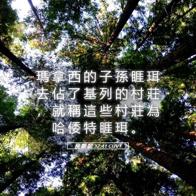 Picture 05 - 民 數 記 32:41 CUVT - 瑪 拿 西 的 子 孫 睚 珥 去 佔 了 基 - Bible Verse Picture