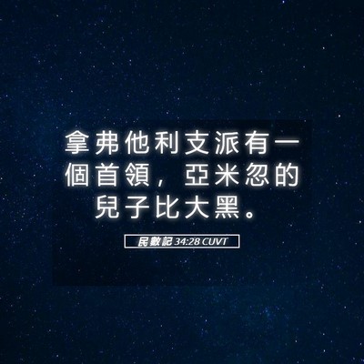 Picture 05 - 民 數 記 34:28 CUVT - 拿 弗 他 利 支 派 有 一 個 首 領 ， - Bible Verse Picture