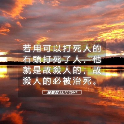 Picture 05 - 民 數 記 35:17 CUVT - 若 用 可 以 打 死 人 的 石 頭 打 死 - Bible Verse Picture