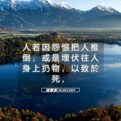 Picture 05 - 民 數 記 35:20 CUVT - 人 若 因 怨 恨 把 人 推 倒 ， 或 是 - Bible Verse Picture
