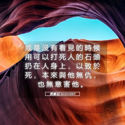 Picture 05 - 民 數 記 35:23 CUVT - 或 是 沒 有 看 見 的 時 候 用 可 以 - Bible Verse Picture