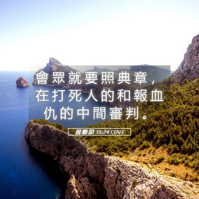 Picture 05 - 民 數 記 35:24 CUVT - 會 眾 就 要 照 典 章 ， 在 打 死 人 - Bible Verse Picture