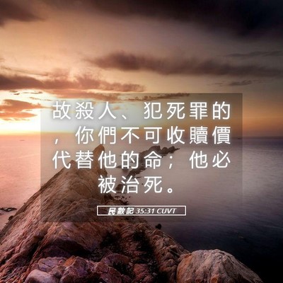 Picture 05 - 民 數 記 35:31 CUVT - 故 殺 人 、 犯 死 罪 的 ， 你 們 不 - Bible Verse Picture