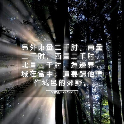 Picture 05 - 民 數 記 35:5 CUVT - 另 外 東 量 二 千 肘 ， 南 量 二 千 - Bible Verse Picture