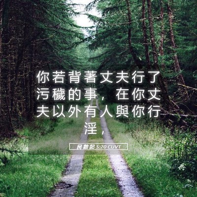 Picture 05 - 民 數 記 5:20 CUVT - 你 若 背 著 丈 夫 行 了 污 穢 的 事 - Bible Verse Picture
