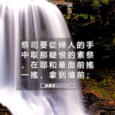 Picture 05 - 民 數 記 5:25 CUVT - 祭 司 要 從 婦 人 的 手 中 取 那 疑 - Bible Verse Picture