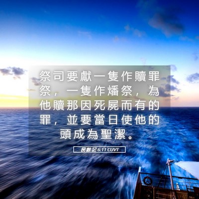 Picture 05 - 民 數 記 6:11 CUVT - 祭 司 要 獻 一 隻 作 贖 罪 祭 ， 一 - Bible Verse Picture