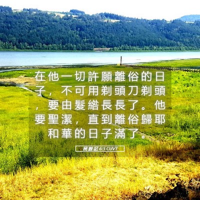 Picture 05 - 民 數 記 6:5 CUVT - 在 他 一 切 許 願 離 俗 的 日 子 ， - Bible Verse Picture