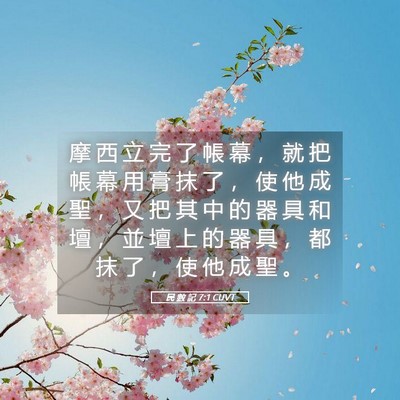 Picture 05 - 民 數 記 7:1 CUVT - 摩 西 立 完 了 帳 幕 ， 就 把 帳 幕 - Bible Verse Picture