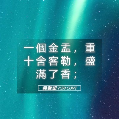 Picture 05 - 民 數 記 7:20 CUVT - 一 個 金 盂 ， 重 十 舍 客 勒 ， 盛 - Bible Verse Picture