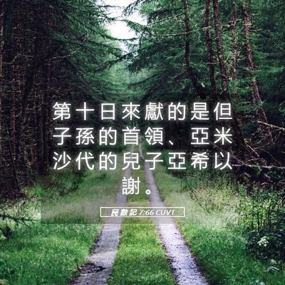 Picture 05 - 民 數 記 7:66 CUVT - 第 十 日 來 獻 的 是 但 子 孫 的 首 - Bible Verse Picture