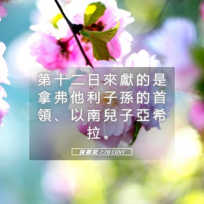 Picture 05 - 民 數 記 7:78 CUVT - 第 十 二 日 來 獻 的 是 拿 弗 他 利 - Bible Verse Picture