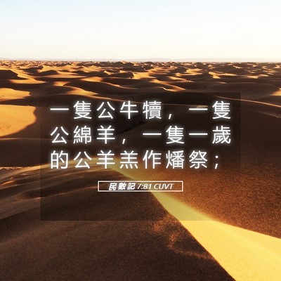 Picture 05 - 民 數 記 7:81 CUVT - 一 隻 公 牛 犢 ， 一 隻 公 綿 羊 ， - Bible Verse Picture