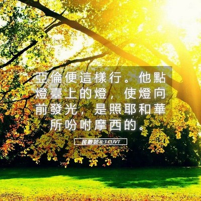 Picture 05 - 民 數 記 8:3 CUVT - 亞 倫 便 這 樣 行 。 他 點 燈 臺 上 - Bible Verse Picture