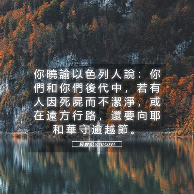 Picture 05 - 民 數 記 9:10 CUVT - 你 曉 諭 以 色 列 人 說 ： 你 們 和 - Bible Verse Picture