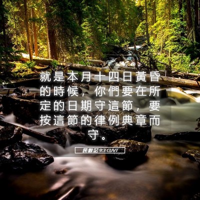 Picture 05 - 民 數 記 9:3 CUVT - 就 是 本 月 十 四 日 黃 昏 的 時 候 - Bible Verse Picture
