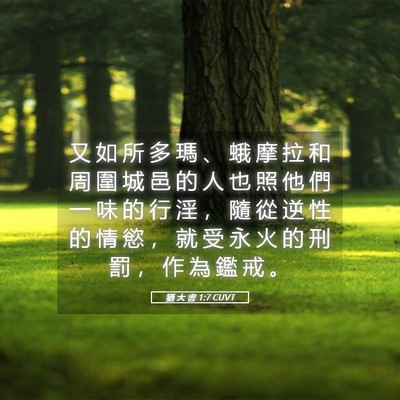 Picture 05 - 猶 大 書 1:7 CUVT - 又 如 所 多 瑪 、 蛾 摩 拉 和 周 圍 - Bible Verse Picture