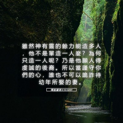 Picture 05 - 瑪 拉 基 書 2:15 CUVT - 雖 然 神 有 靈 的 餘 力 能 造 多 人 - Bible Verse Picture