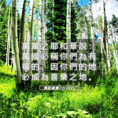 Picture 05 - 瑪 拉 基 書 3:12 CUVT - 萬 軍 之 耶 和 華 說 ： 萬 國 必 稱 - Bible Verse Picture