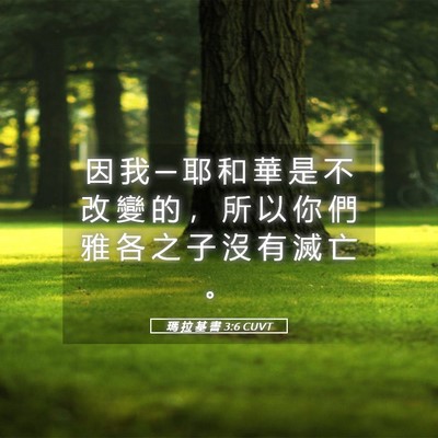 Picture 05 - 瑪 拉 基 書 3:6 CUVT - 因 我 ─ 耶 和 華 是 不 改 變 的 ， - Bible Verse Picture