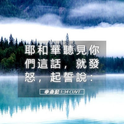 Picture 05 - 申 命 記 1:34 CUVT - 耶 和 華 聽 見 你 們 這 話 ， 就 發 - Bible Verse Picture