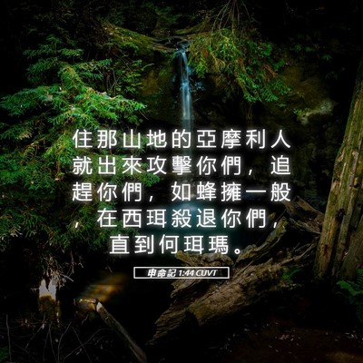 Picture 05 - 申 命 記 1:44 CUVT - 住 那 山 地 的 亞 摩 利 人 就 出 來 - Bible Verse Picture