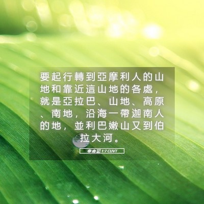 Picture 05 - 申 命 記 1:7 CUVT - 要 起 行 轉 到 亞 摩 利 人 的 山 地 - Bible Verse Picture