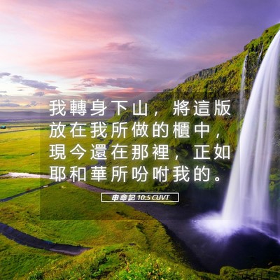 Picture 05 - 申 命 記 10:5 CUVT - 我 轉 身 下 山 ， 將 這 版 放 在 我 - Bible Verse Picture