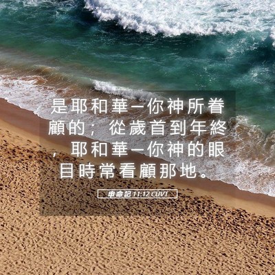 Picture 05 - 申 命 記 11:12 CUVT - 是 耶 和 華 ─ 你 神 所 眷 顧 的 ； - Bible Verse Picture