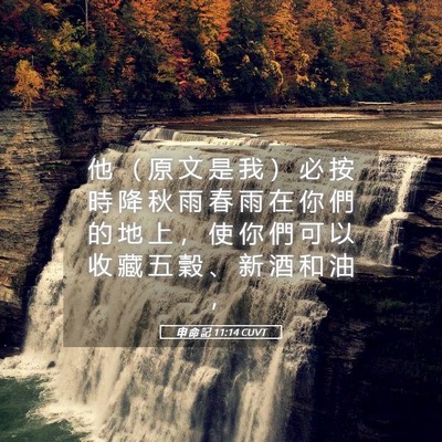 Picture 05 - 申 命 記 11:14 CUVT - 他 （ 原 文 是 我 ） 必 按 時 降 秋 - Bible Verse Picture