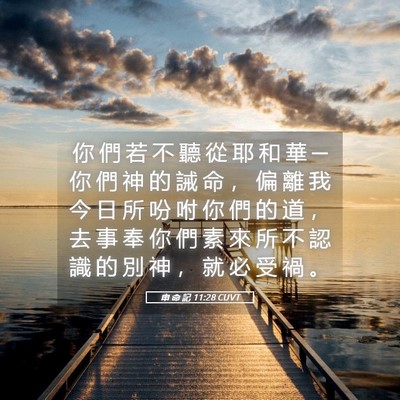 Picture 05 - 申 命 記 11:28 CUVT - 你 們 若 不 聽 從 耶 和 華 ─ 你 們 - Bible Verse Picture