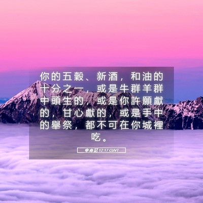 Picture 05 - 申 命 記 12:17 CUVT - 你 的 五 穀 、 新 酒 ， 和 油 的 十 - Bible Verse Picture