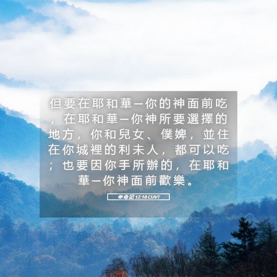 Picture 05 - 申 命 記 12:18 CUVT - 但 要 在 耶 和 華 ─ 你 的 神 面 前 - Bible Verse Picture