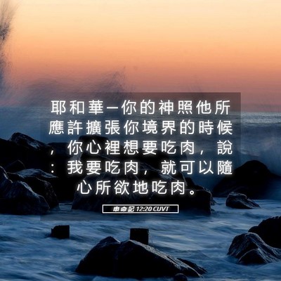 Picture 05 - 申 命 記 12:20 CUVT - 耶 和 華 ─ 你 的 神 照 他 所 應 許 - Bible Verse Picture