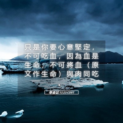 Picture 05 - 申 命 記 12:23 CUVT - 只 是 你 要 心 意 堅 定 ， 不 可 吃 - Bible Verse Picture