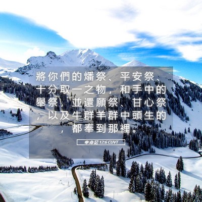 Picture 05 - 申 命 記 12:6 CUVT - 將 你 們 的 燔 祭 、 平 安 祭 、 十 - Bible Verse Picture