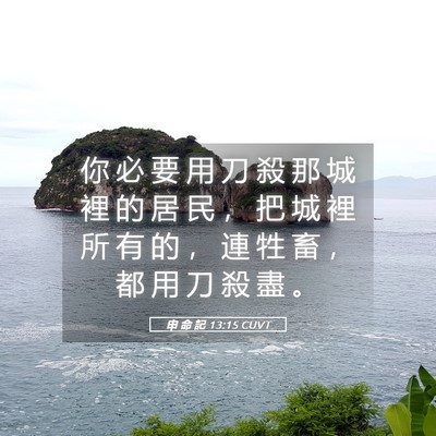 Picture 05 - 申 命 記 13:15 CUVT - 你 必 要 用 刀 殺 那 城 裡 的 居 民 - Bible Verse Picture