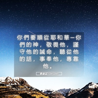 Picture 05 - 申 命 記 13:4 CUVT - 你 們 要 順 從 耶 和 華 ─ 你 們 的 - Bible Verse Picture
