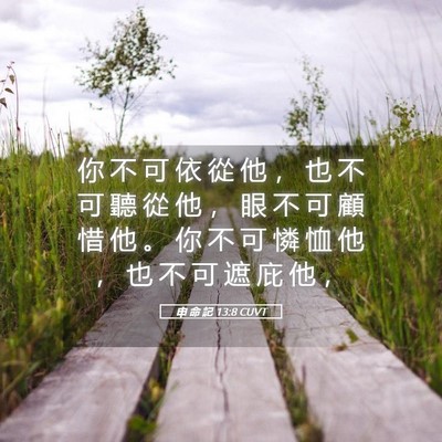Picture 05 - 申 命 記 13:8 CUVT - 你 不 可 依 從 他 ， 也 不 可 聽 從 - Bible Verse Picture