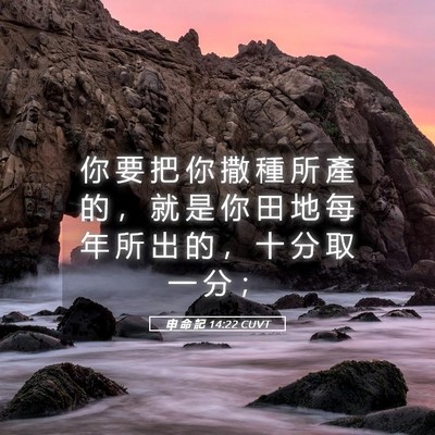 Picture 05 - 申 命 記 14:22 CUVT - 你 要 把 你 撒 種 所 產 的 ， 就 是 - Bible Verse Picture
