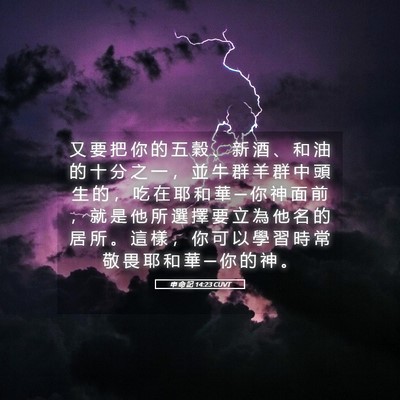 Picture 05 - 申 命 記 14:23 CUVT - 又 要 把 你 的 五 穀 、 新 酒 、 和 - Bible Verse Picture