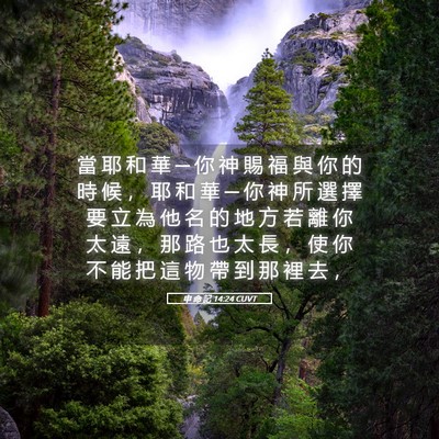 Picture 05 - 申 命 記 14:24 CUVT - 當 耶 和 華 ─ 你 神 賜 福 與 你 的 - Bible Verse Picture