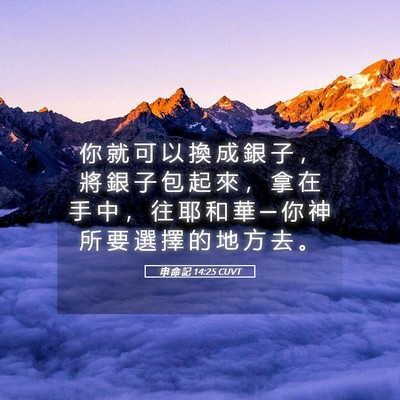 Picture 05 - 申 命 記 14:25 CUVT - 你 就 可 以 換 成 銀 子 ， 將 銀 子 - Bible Verse Picture