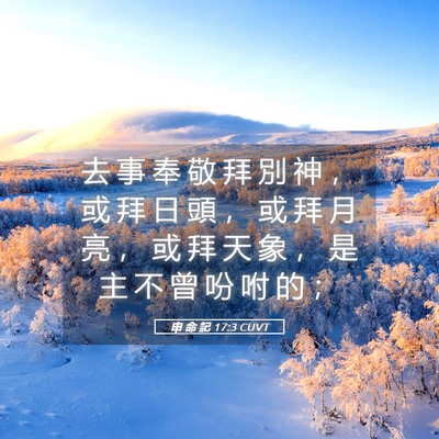 Picture 05 - 申 命 記 17:3 CUVT - 去 事 奉 敬 拜 別 神 ， 或 拜 日 頭 - Bible Verse Picture