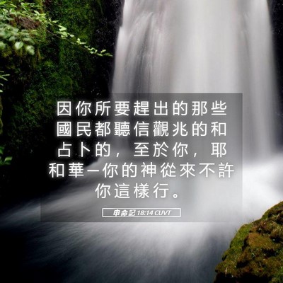 Picture 05 - 申 命 記 18:14 CUVT - 因 你 所 要 趕 出 的 那 些 國 民 都 - Bible Verse Picture