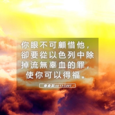 Picture 05 - 申 命 記 19:13 CUVT - 你 眼 不 可 顧 惜 他 ， 卻 要 從 以 - Bible Verse Picture