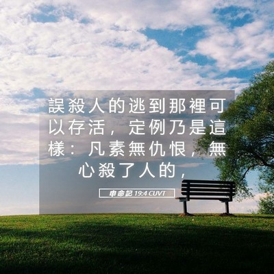 Picture 05 - 申 命 記 19:4 CUVT - 誤 殺 人 的 逃 到 那 裡 可 以 存 活 - Bible Verse Picture
